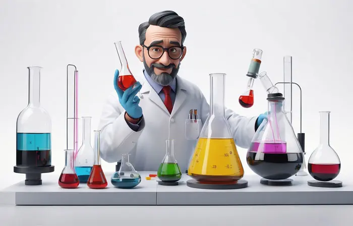 Scientist and Lab Instruments 3D Character Illustration